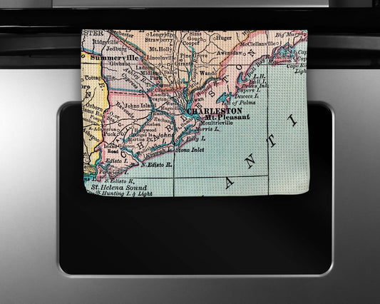 Charleston Area Map Kitchen Towel | Vintage-Inspired Lowcountry Gift