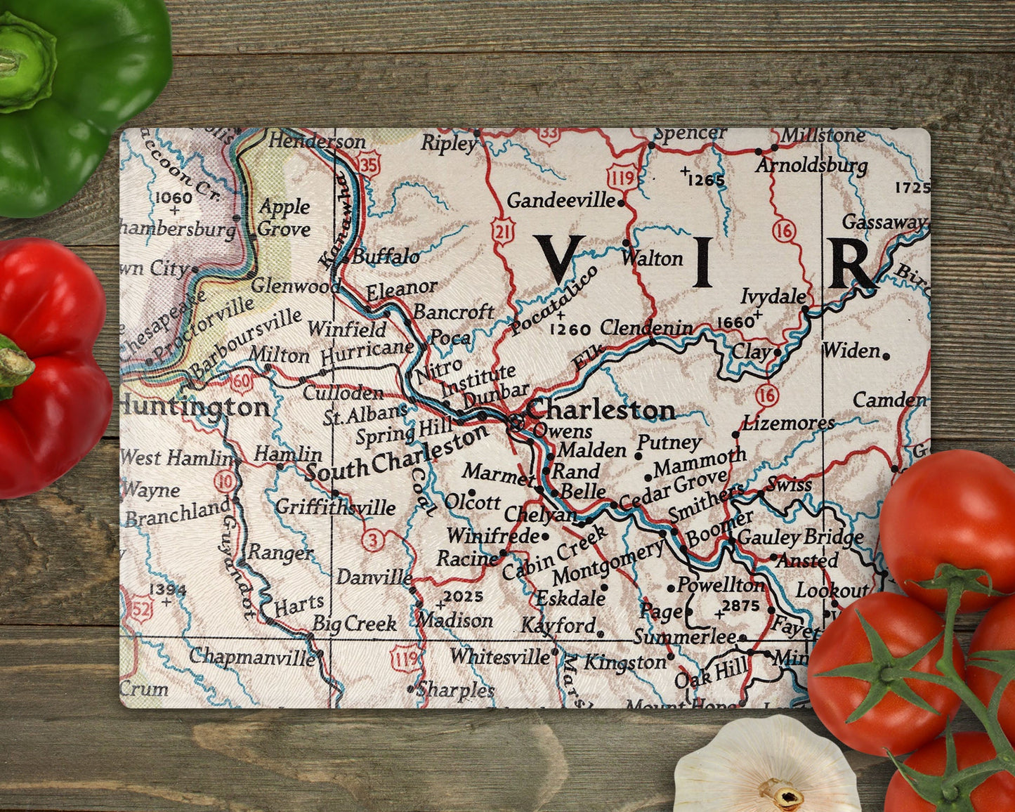 Charleston West Virginia Map Cutting Board | Travel Gift | Kitchen Decor