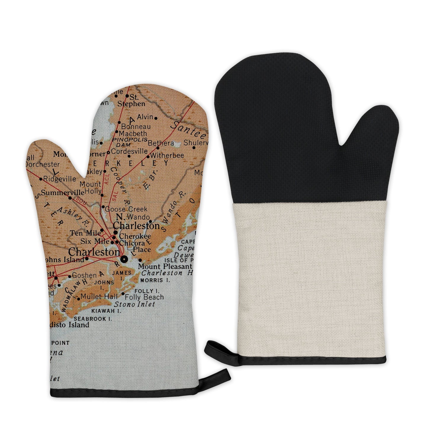 Charleston, South Carolina Map Oven Mitt | Vintage-Inspired Kitchen Gift