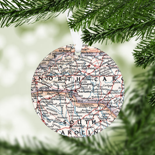 Charlotte North Carolina Vintage Map Ornament