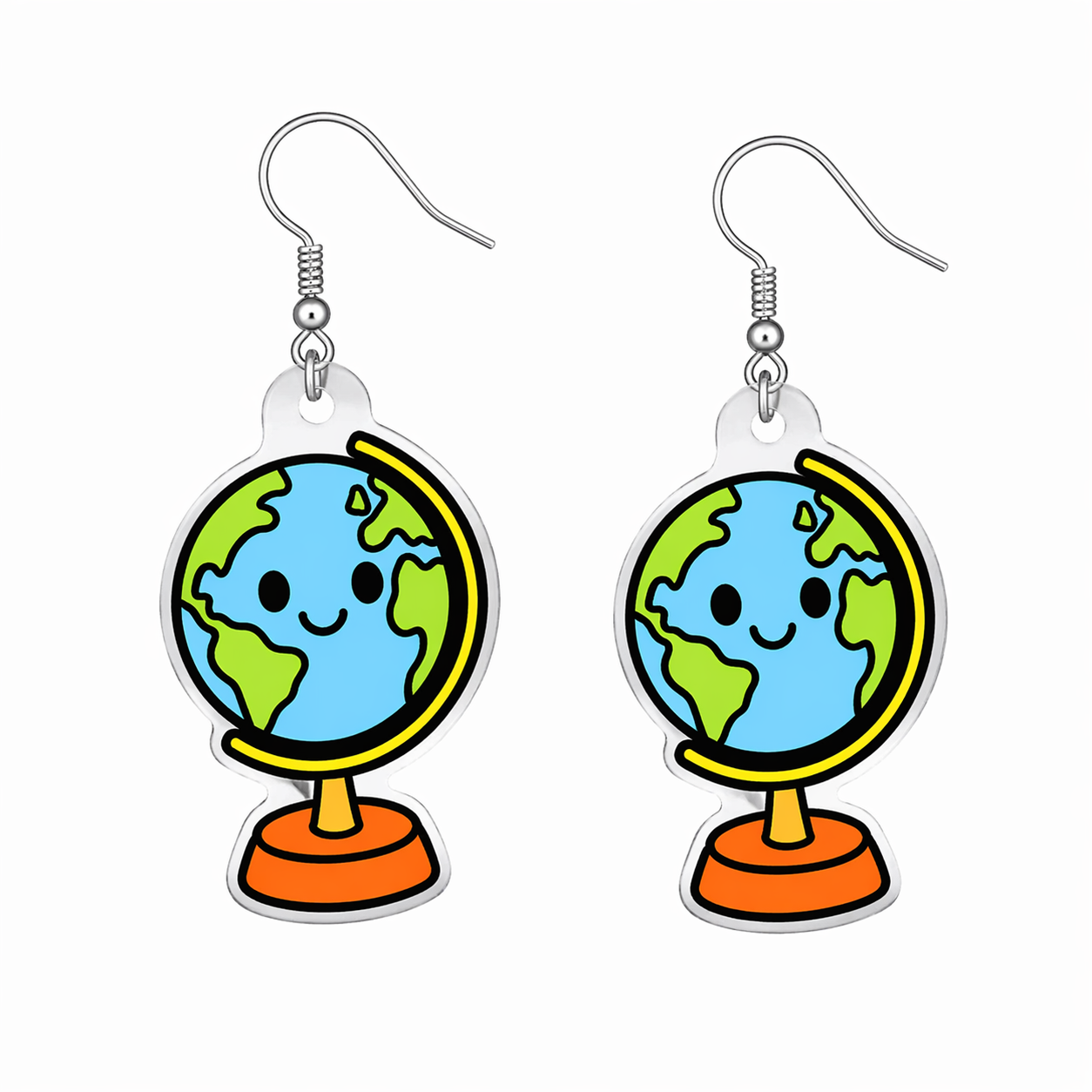 Globe Acrylic Dangle Earrings | Travel Lover Earrings | World Map Jewelry