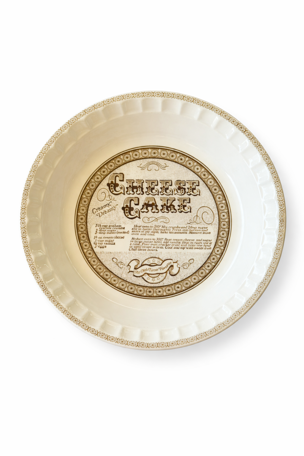 Vintage Royal China Cheesecake Recipe Pie Dish | 1980s Ceramic Bakeware