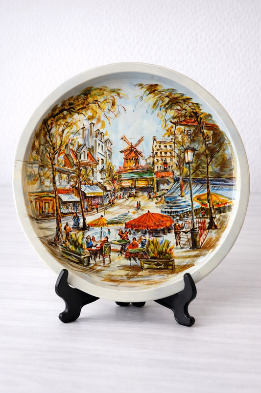 Vintage Daher Metal Tray | Moulin Rouge Paris Scene | French Souvenir Serving Tray