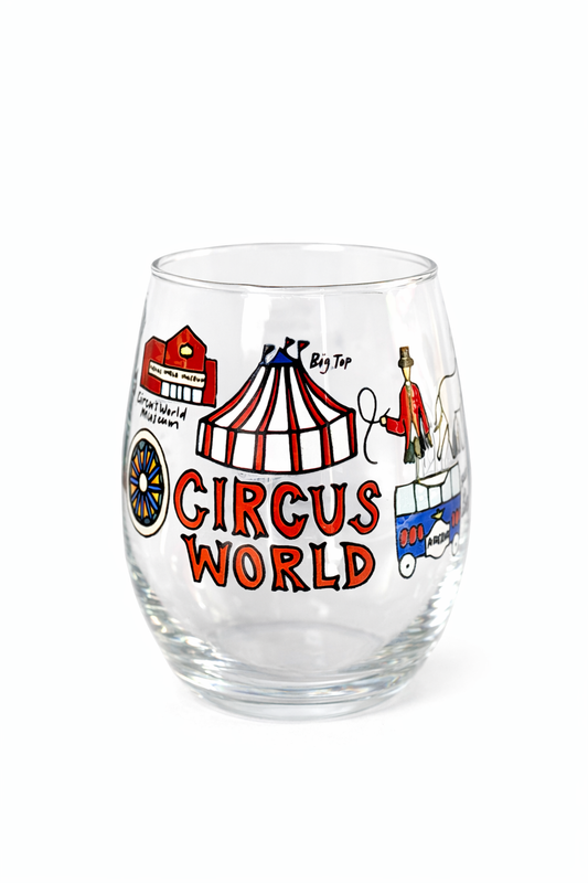 Vintage Circus World Glass | Retro Amusement Park Souvenir Tumbler