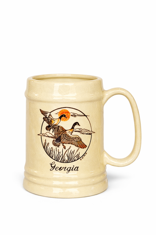 Vintage Georgia Duck Mug | Flying Geese Ceramic Stein | Rustic Souvenir Tankard