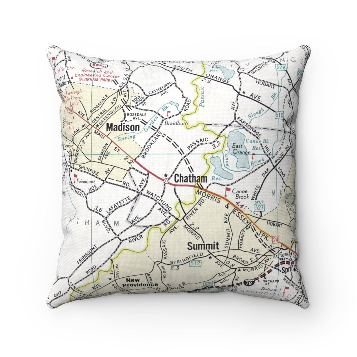 Chatham New Jersey vintage map pillow