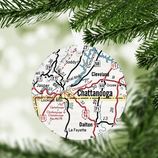 Chattanooga Tennessee Vintage Map Ornament