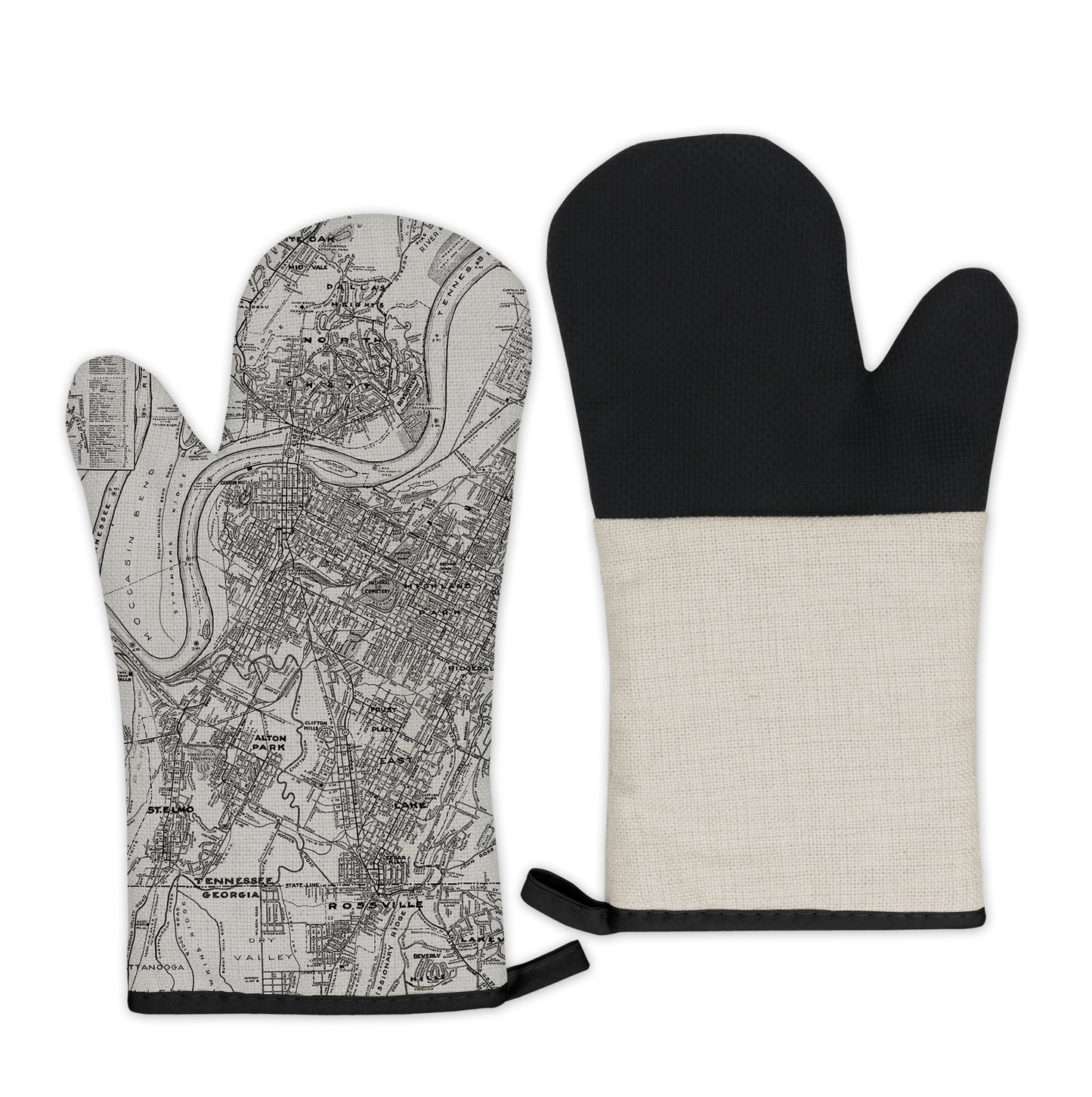 Chattanooga, Tennessee Map Oven Mitt | Vintage-Inspired Kitchen Gift