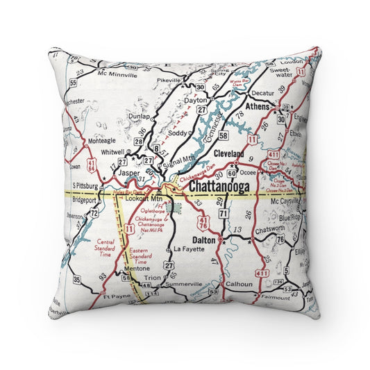 Chattanooga Tennessee vintage map pillow
