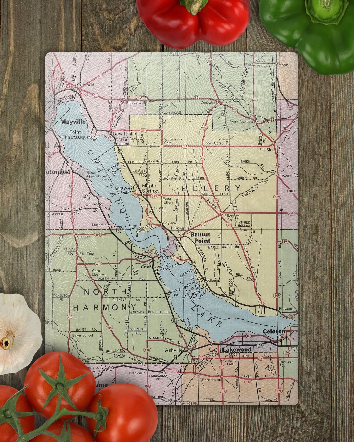 Chautauqua Lake New York Map Cutting Board | Travel Gift | Kitchen Decor