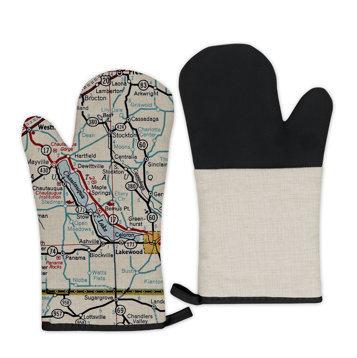 Chautauqua Lake New York Vintage Map Oven Mitt | Lake House Gift