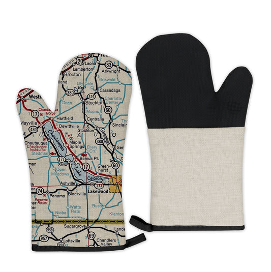 Chautauqua Lake New York Vintage Map Oven Mitt | Lake House Gift