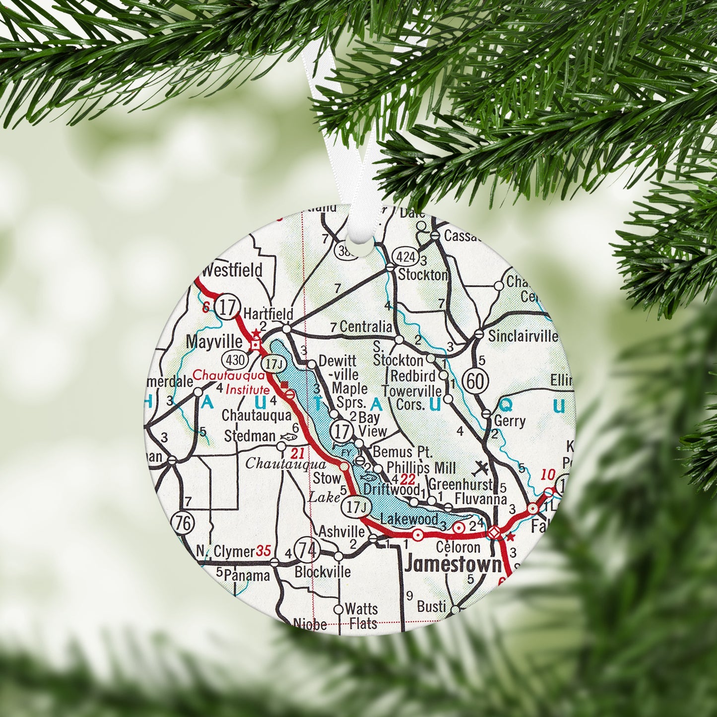 Chautauqua Lake New York Vintage Map Ornament