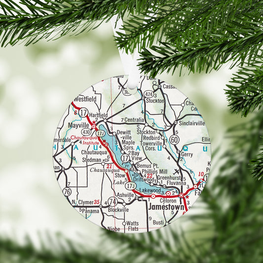 Chautauqua Lake New York Vintage Map Ornament