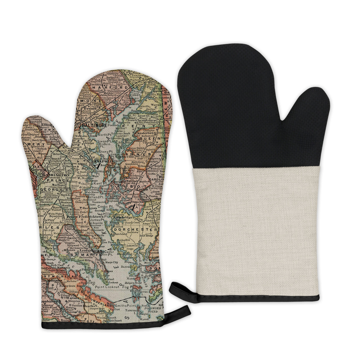 Chesapeake Bay Vintage Map Oven Mitt | Vintage-Inspired Kitchen Gift