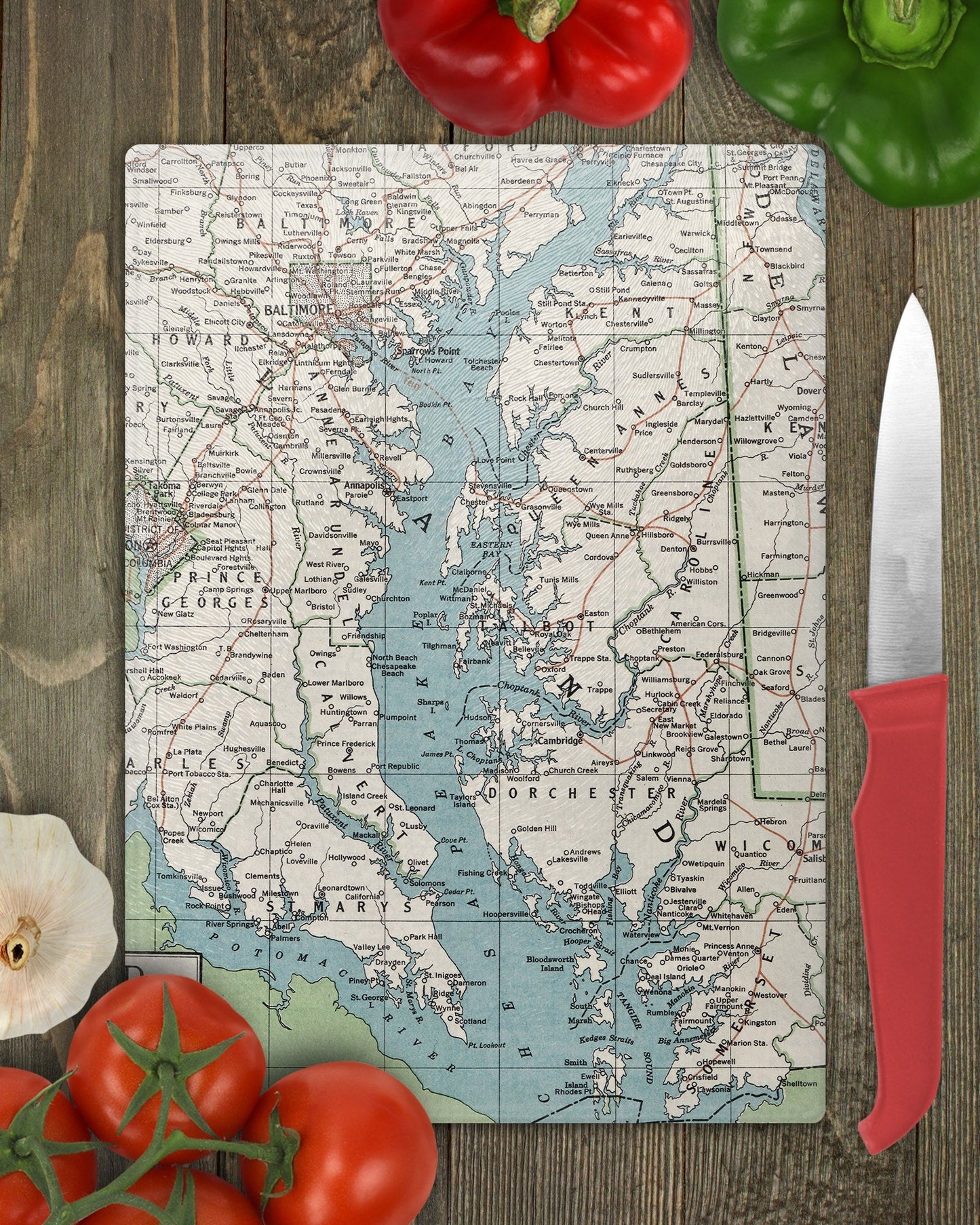 Chesapeake Bay Map Cutting Board | Travel Gift | Kitchen Decor