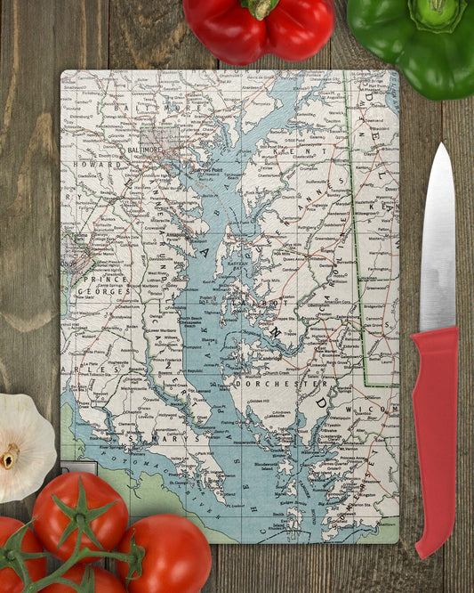 Chesapeake Bay Map Cutting Board | Travel Gift | Kitchen Decor