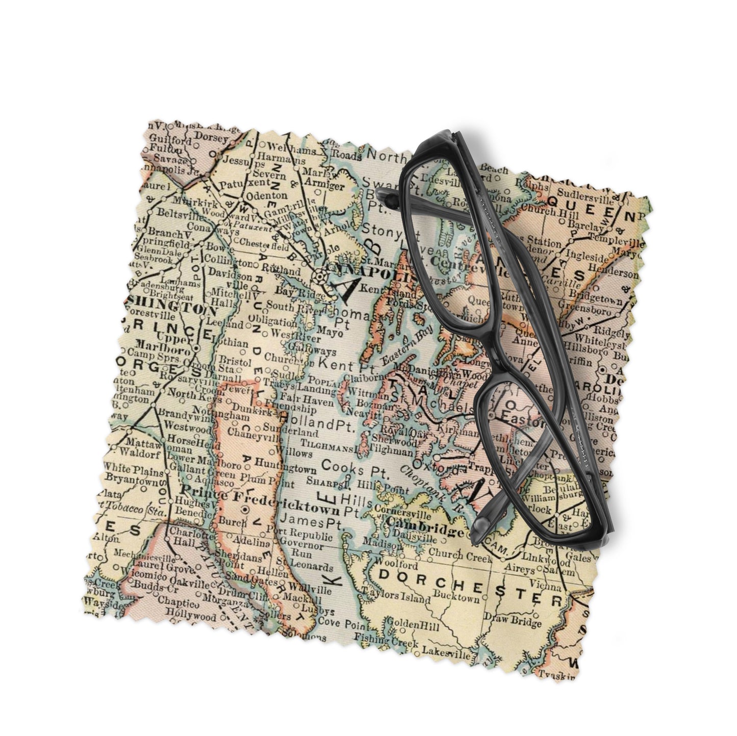 Chesapeake Bay Map Lens Cloth | Microfiber Glasses Cleaner | Travel Gift