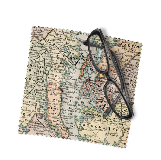 Chesapeake Bay Map Lens Cloth | Microfiber Glasses Cleaner | Travel Gift