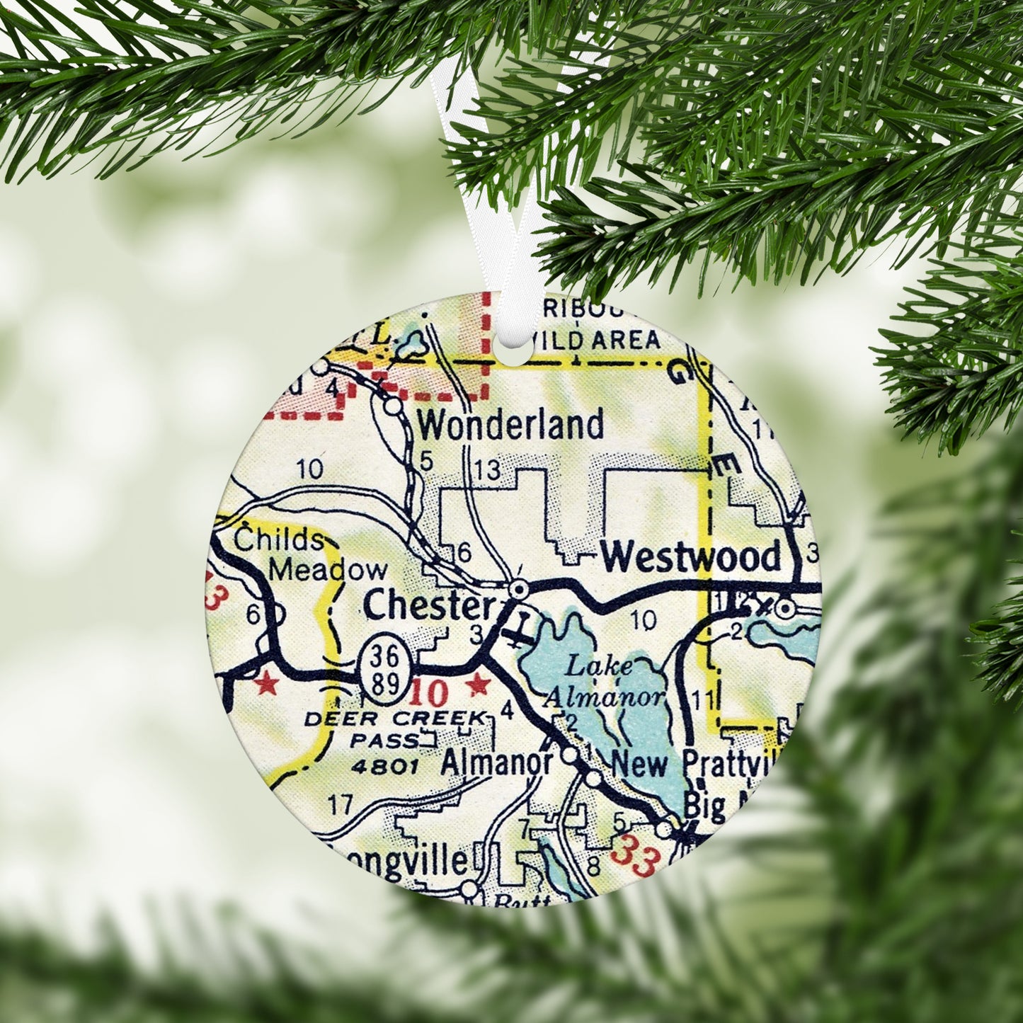 Chester California Vintage Map Ornament