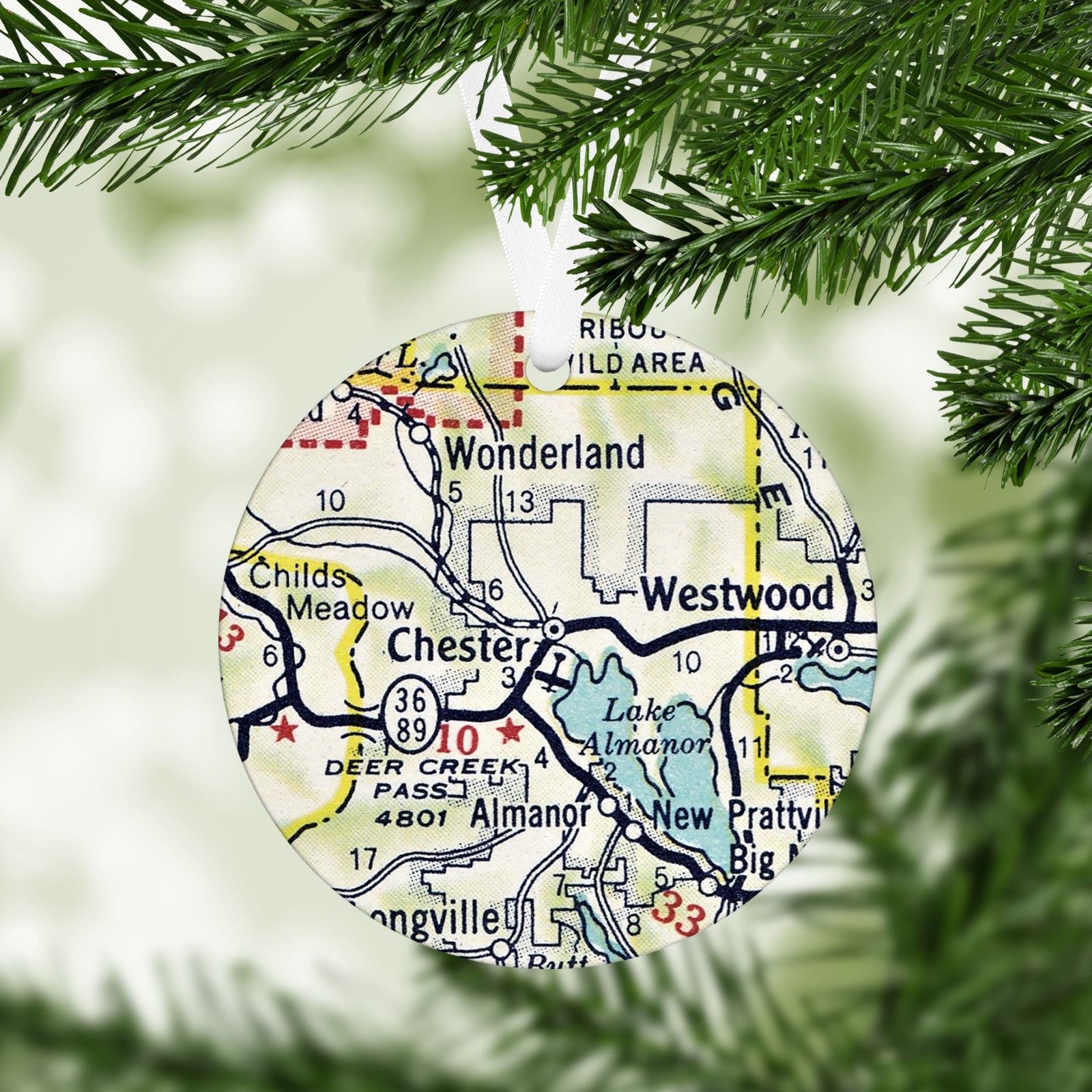 Chester California Vintage Map Ornament