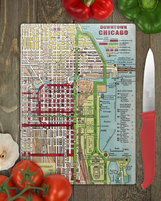 Chicago Loop Map Cutting Board | City-Inspired Kitchen Board