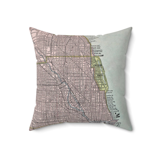 Chicago North Side vintage map pillow
