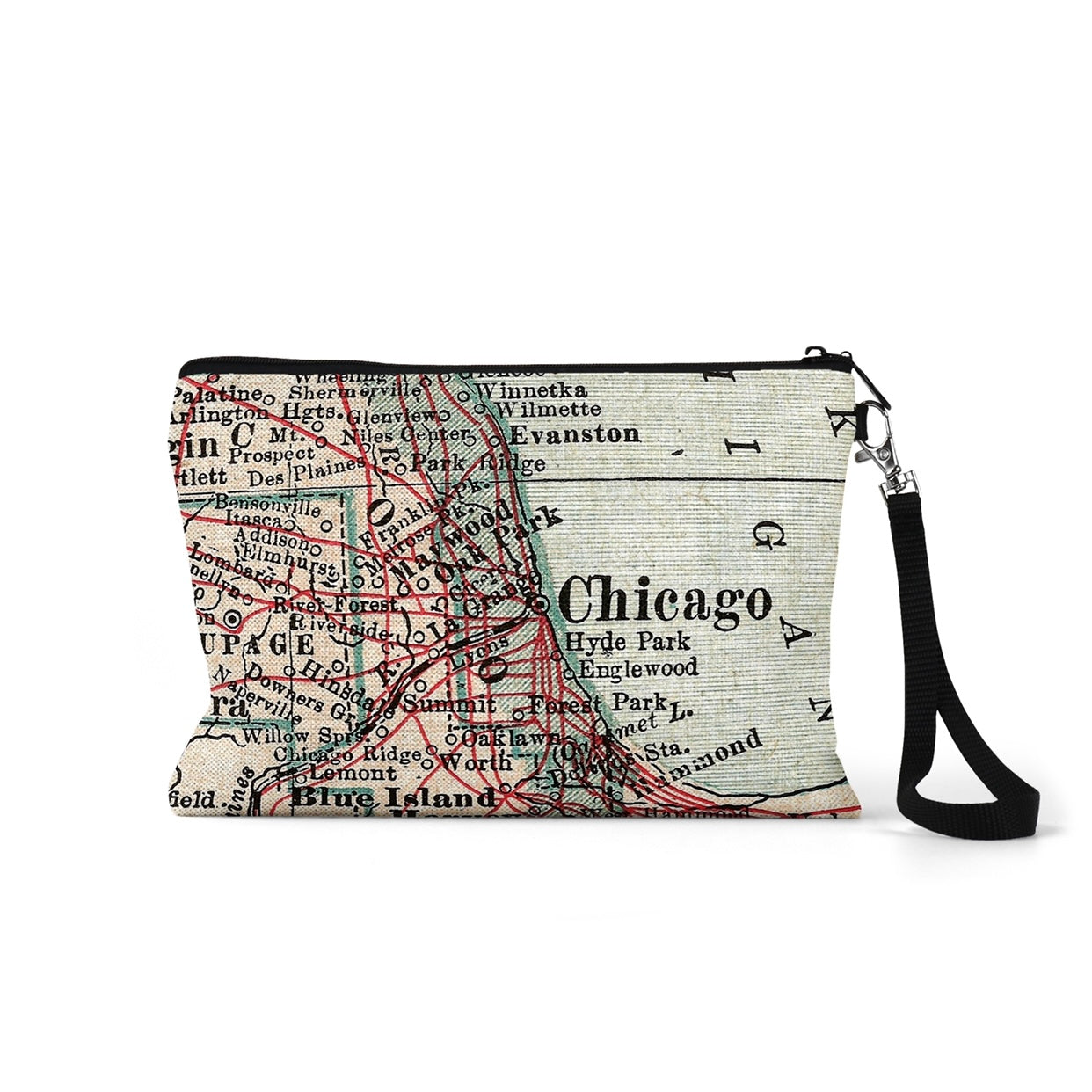 Chicago Map Wristlet | City-Inspired Travel Pouch