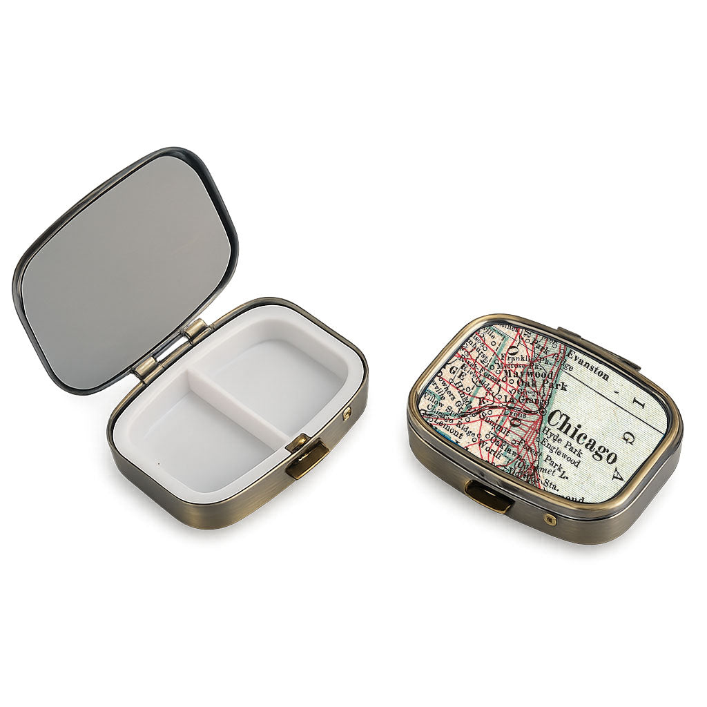 Chicago, Illinois vintage map pill case
