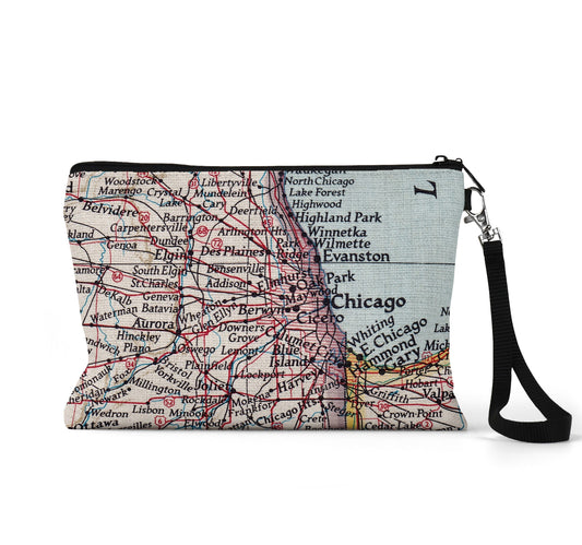 Chicago Map Wristlet | City-Inspired Travel Pouch