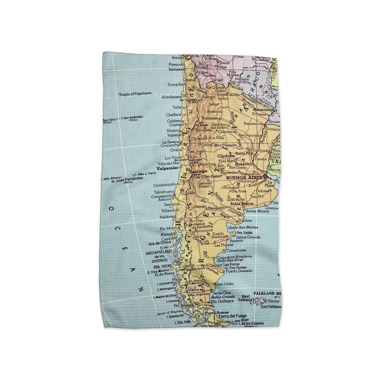 Chile Map Tea Towel | Waffle-Weave Kitchen Towel Gift