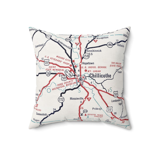 Chillicothe Ohio vintage map pillow