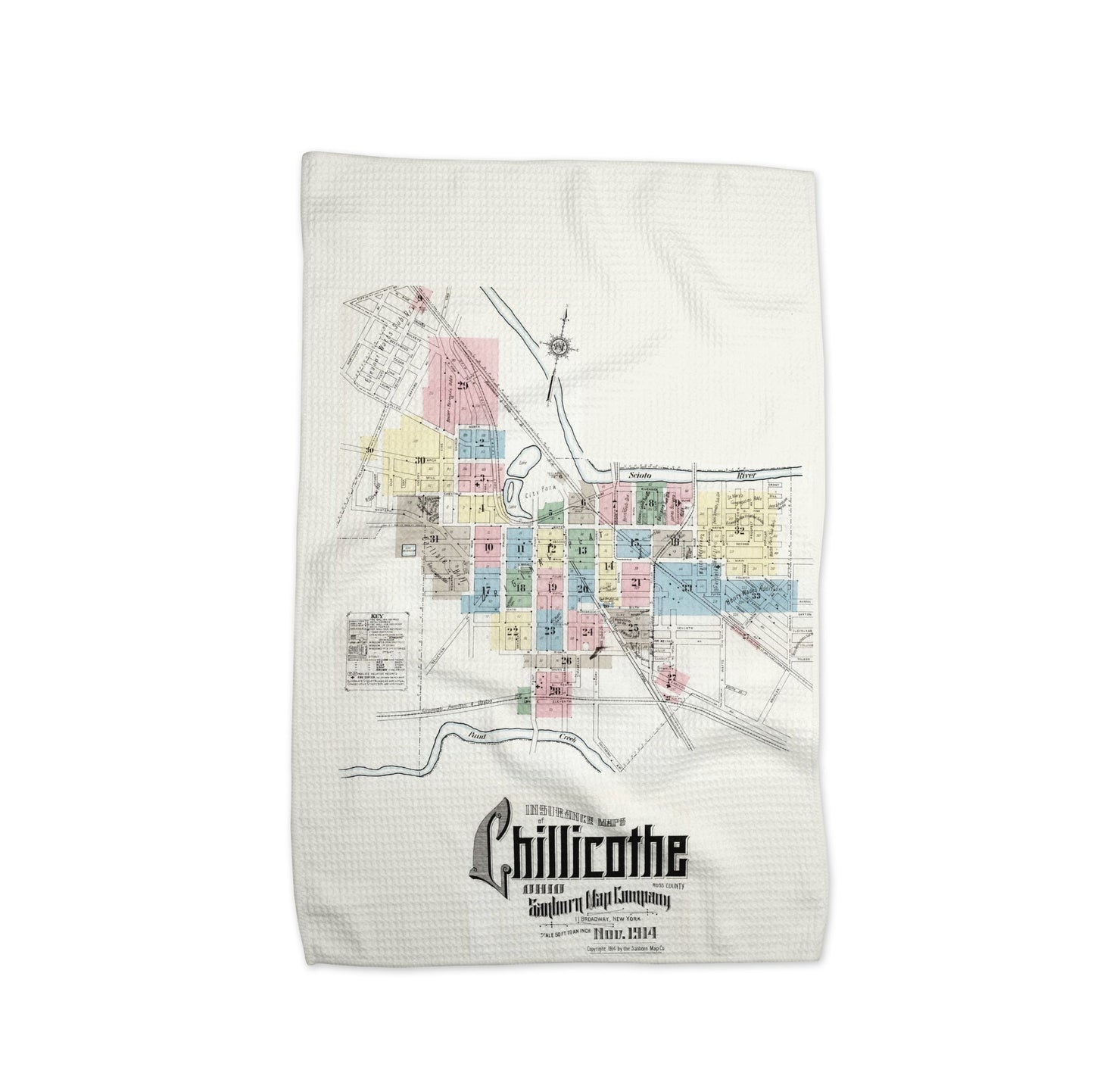 Chillicothe Ohio Map Tea Towel | Waffle-Weave Kitchen Towel Gift