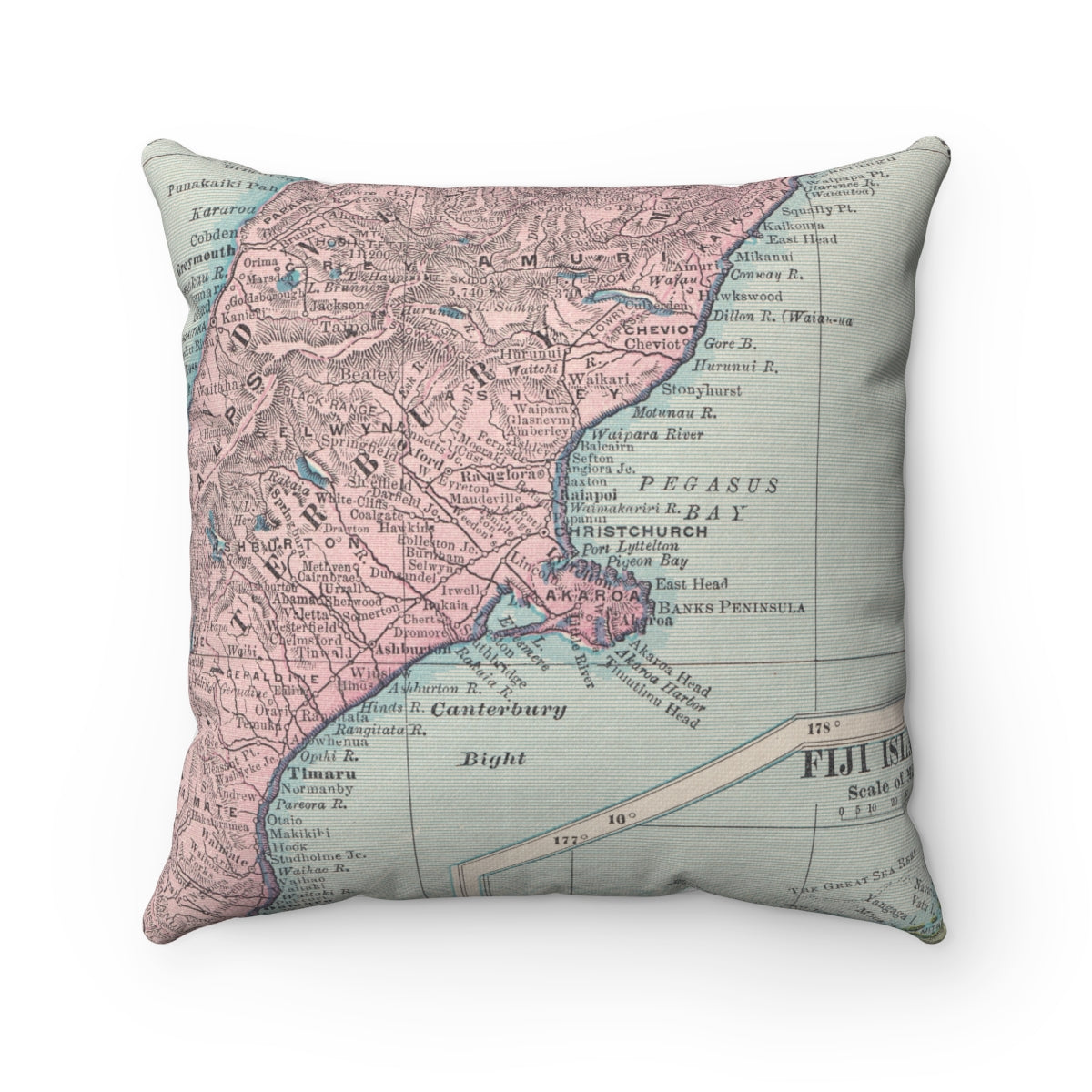 Christchurch New Zealand vintage map pillow