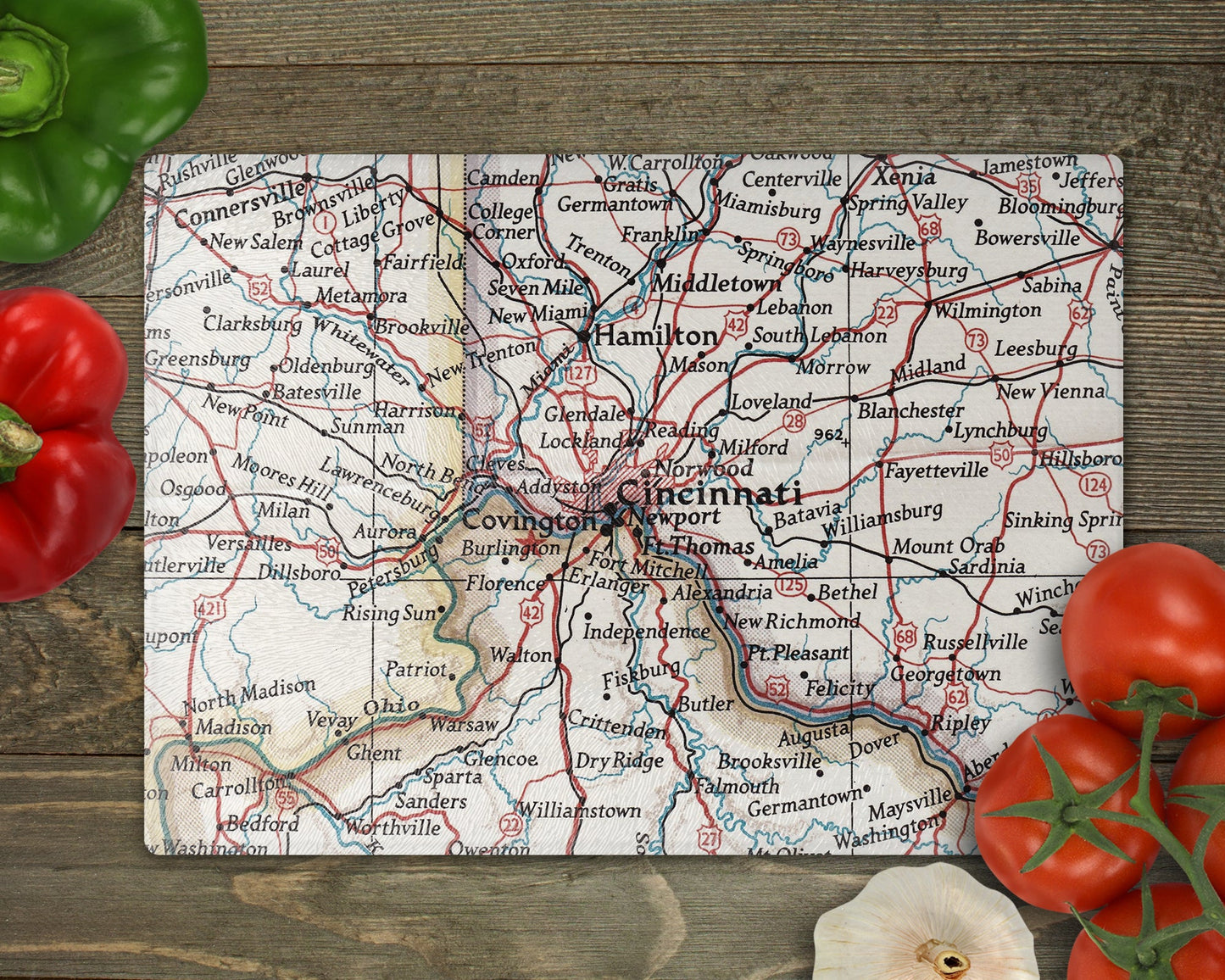 Cincinnati Ohio Map Cutting Board | Travel Gift | Kitchen Decor