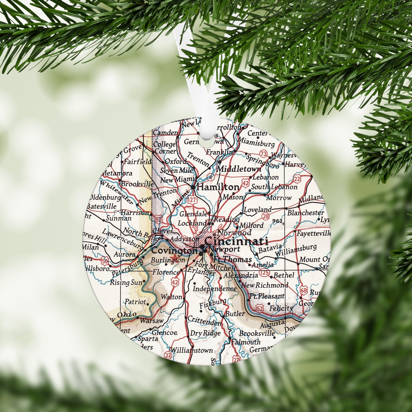 Cincinnati Ohio Vintage Map Ornament