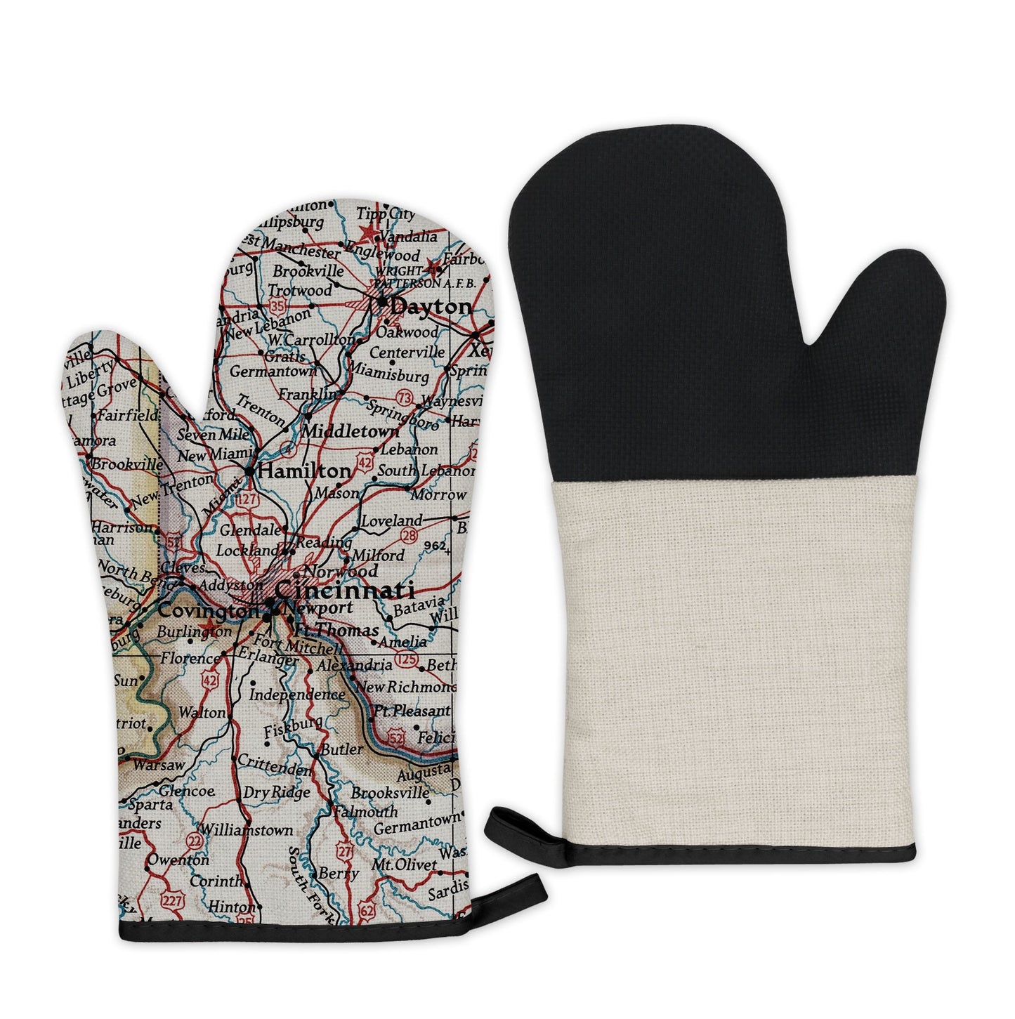 Cincinnati, Ohio Map Oven Mitt | Vintage-Inspired Kitchen Gift