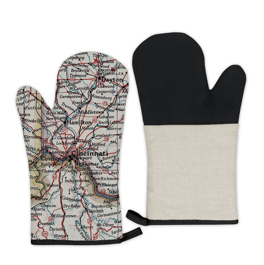 Cincinnati, Ohio Map Oven Mitt | Vintage-Inspired Kitchen Gift