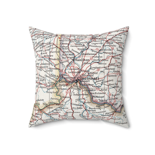 Cincinnati Ohio vintage map pillow