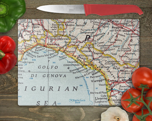 Cinque Terre Italy Map Cutting Board | Travel Gift | Kitchen Decor