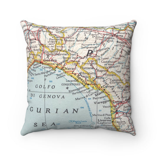 Cinque Terre Italy vintage map pillow