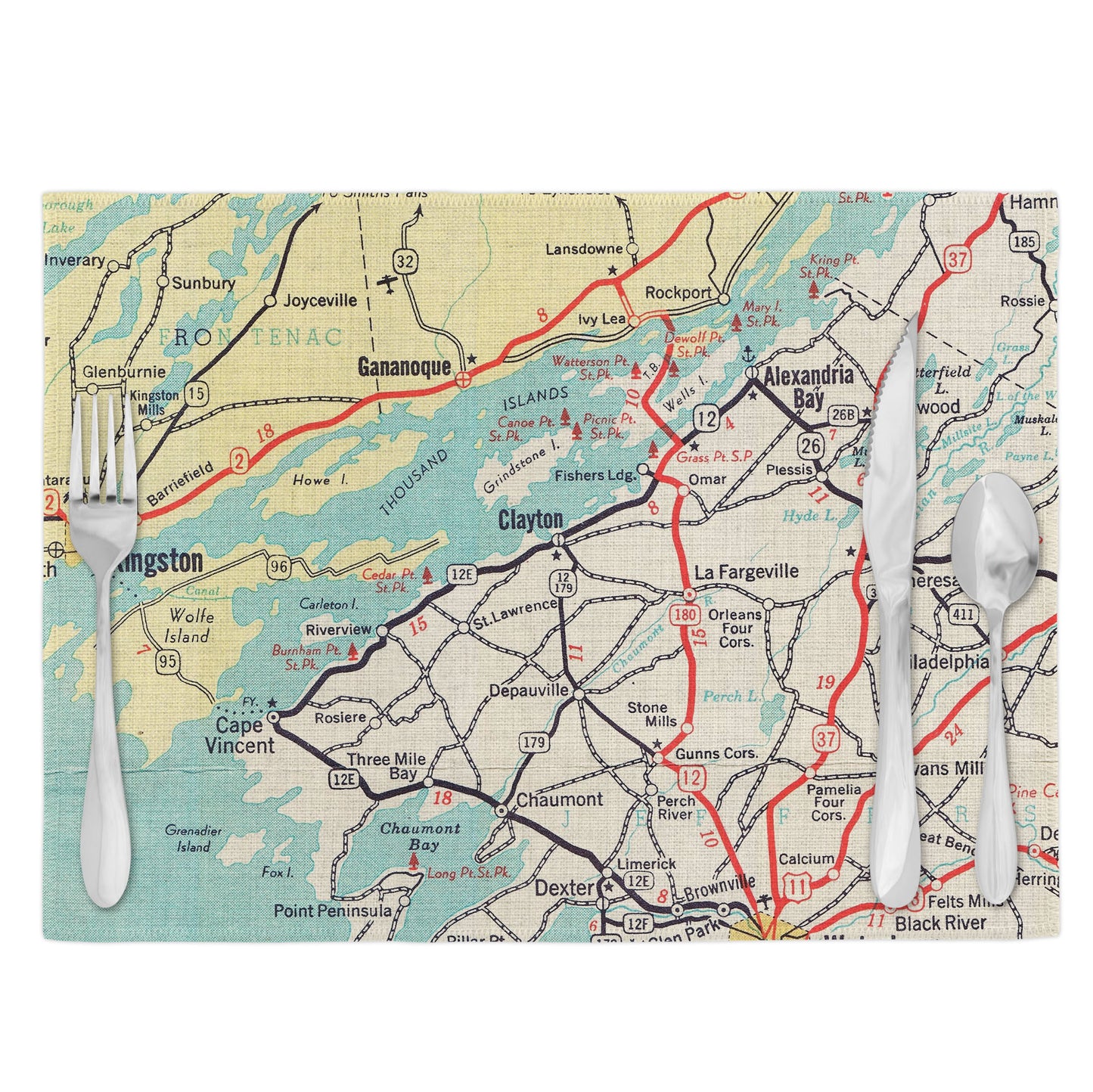 Clayton New York Vintage Map Placemats Set of 4