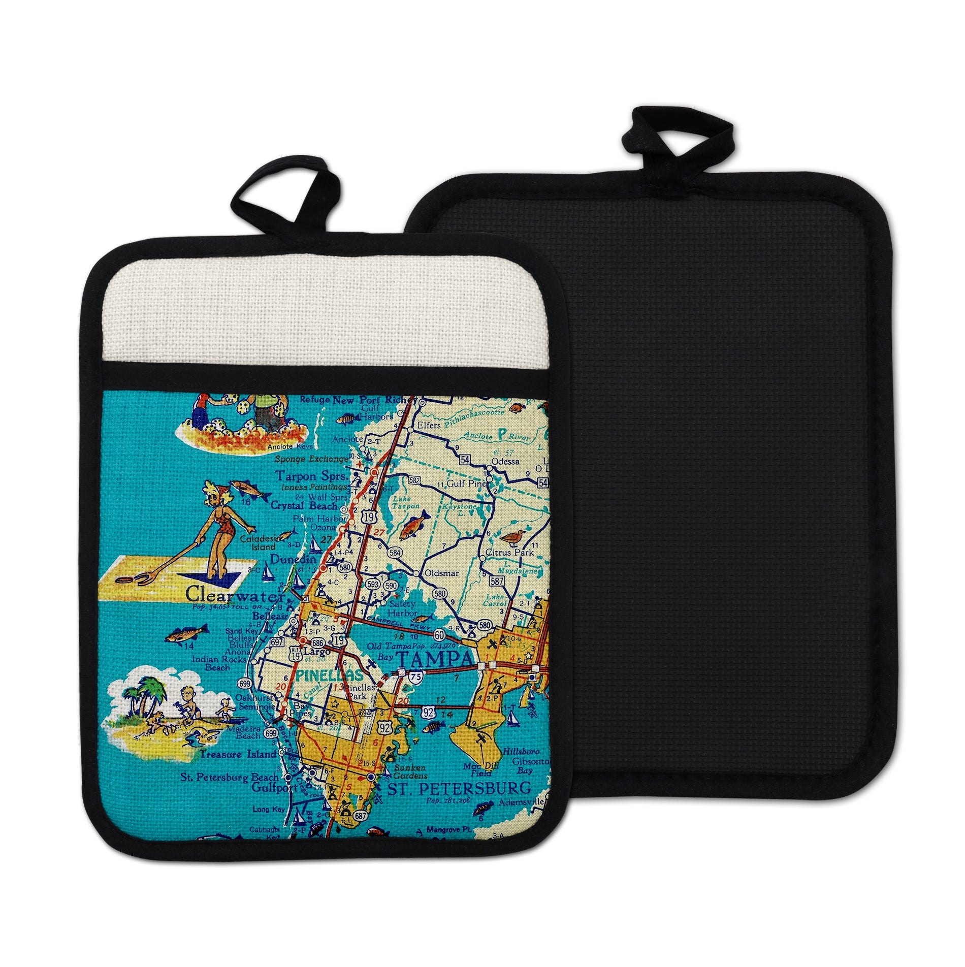 Clearwater Florida vintage map hot pad kitchen decor