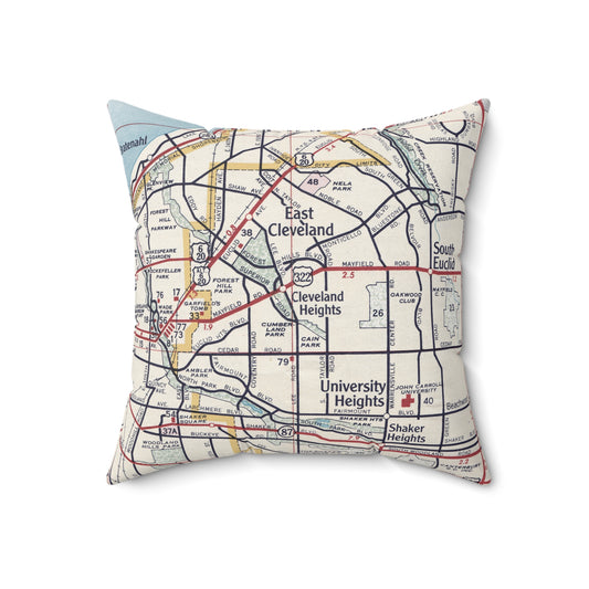 Cleveland Heights Ohio vintage map pillow