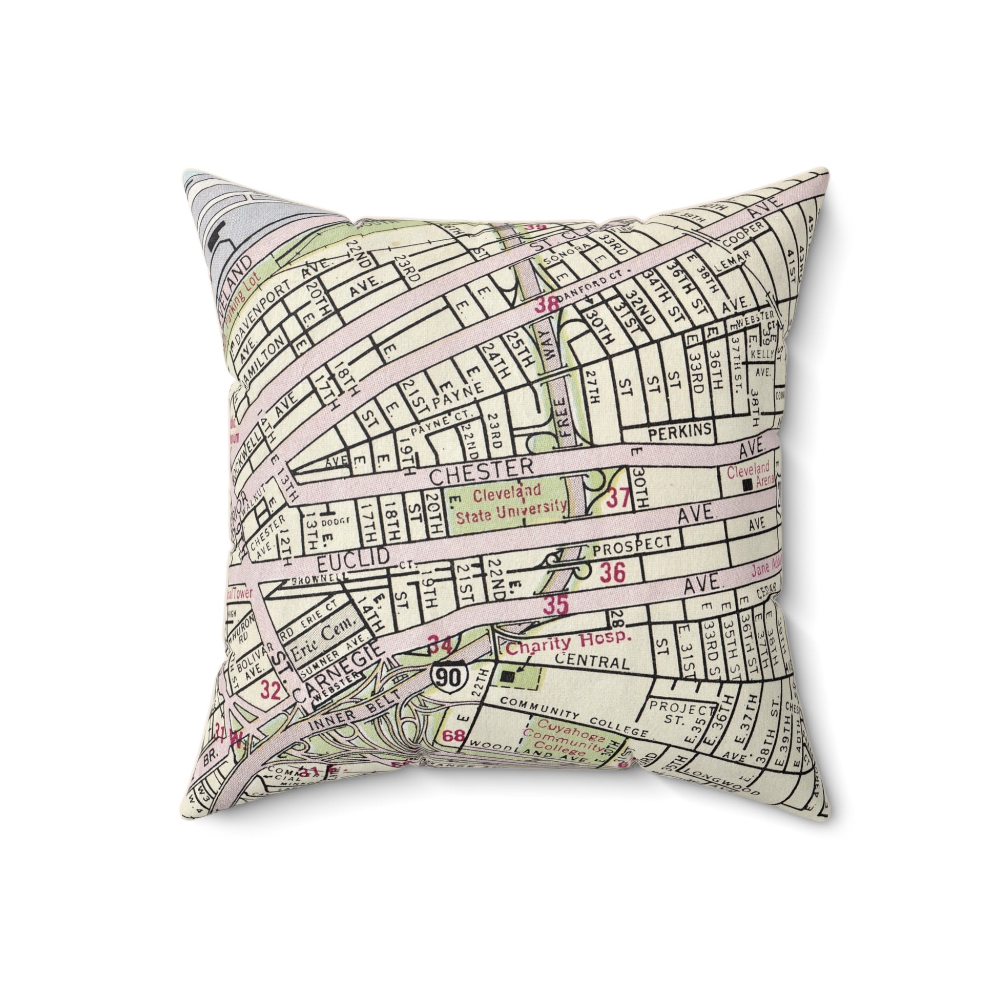 Cleveland State University vintage map pillow