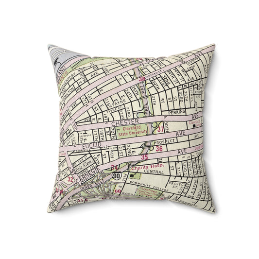 Cleveland State University vintage map pillow