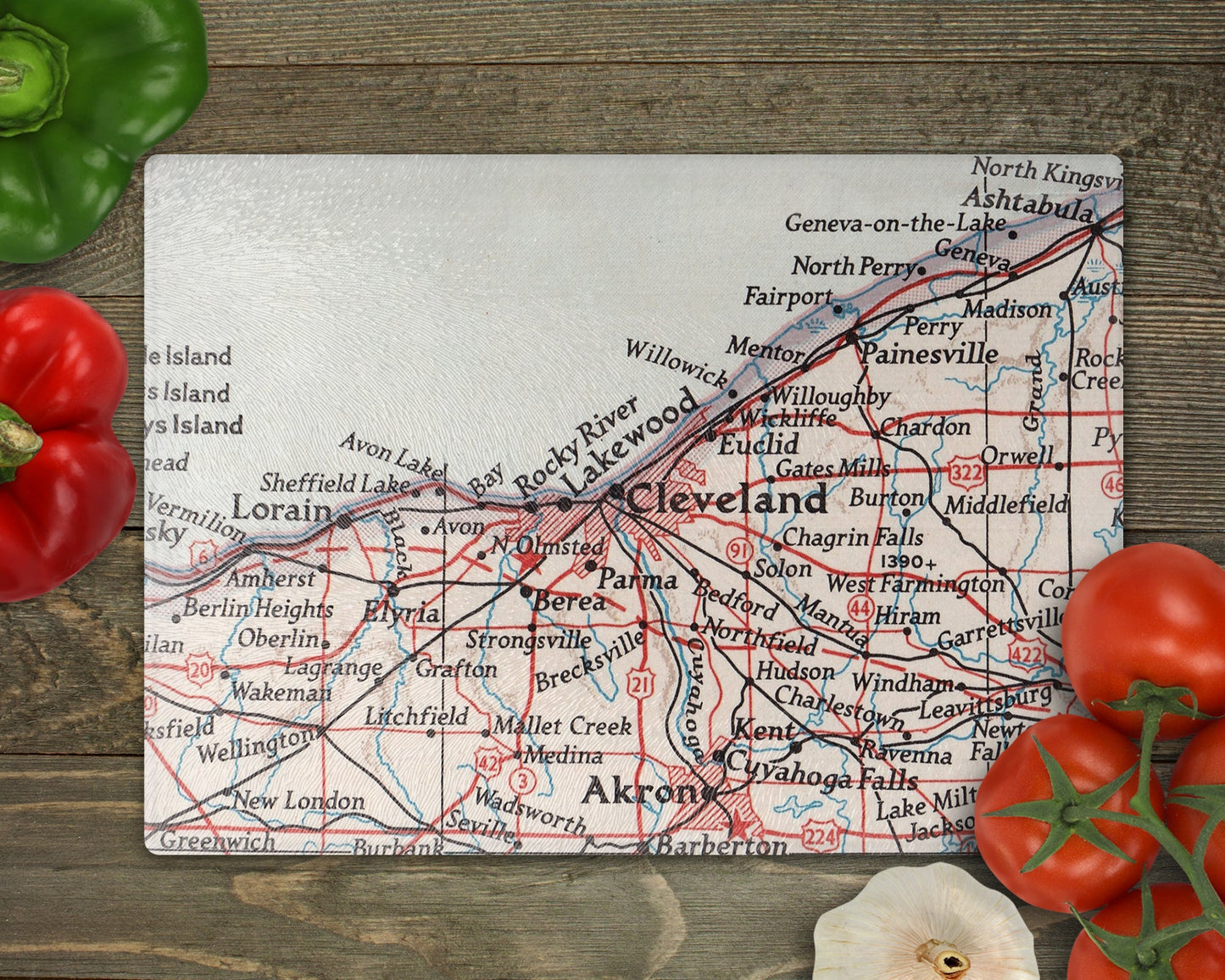 Cleveland Ohio Map Cutting Board | Travel Gift | Kitchen Decor