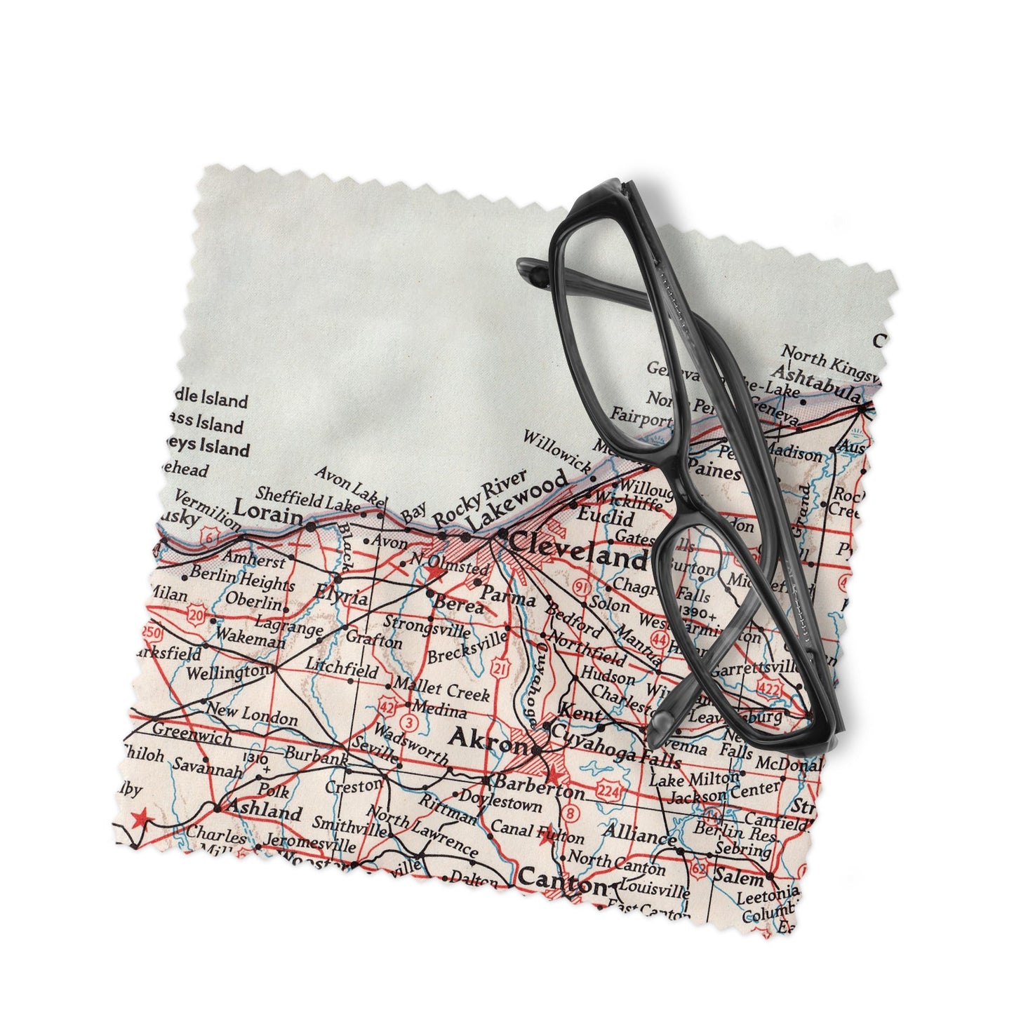 Cleveland Ohio Map Lens Cloth | Cleveland Microfiber Glasses Cleaner | Travel Gift