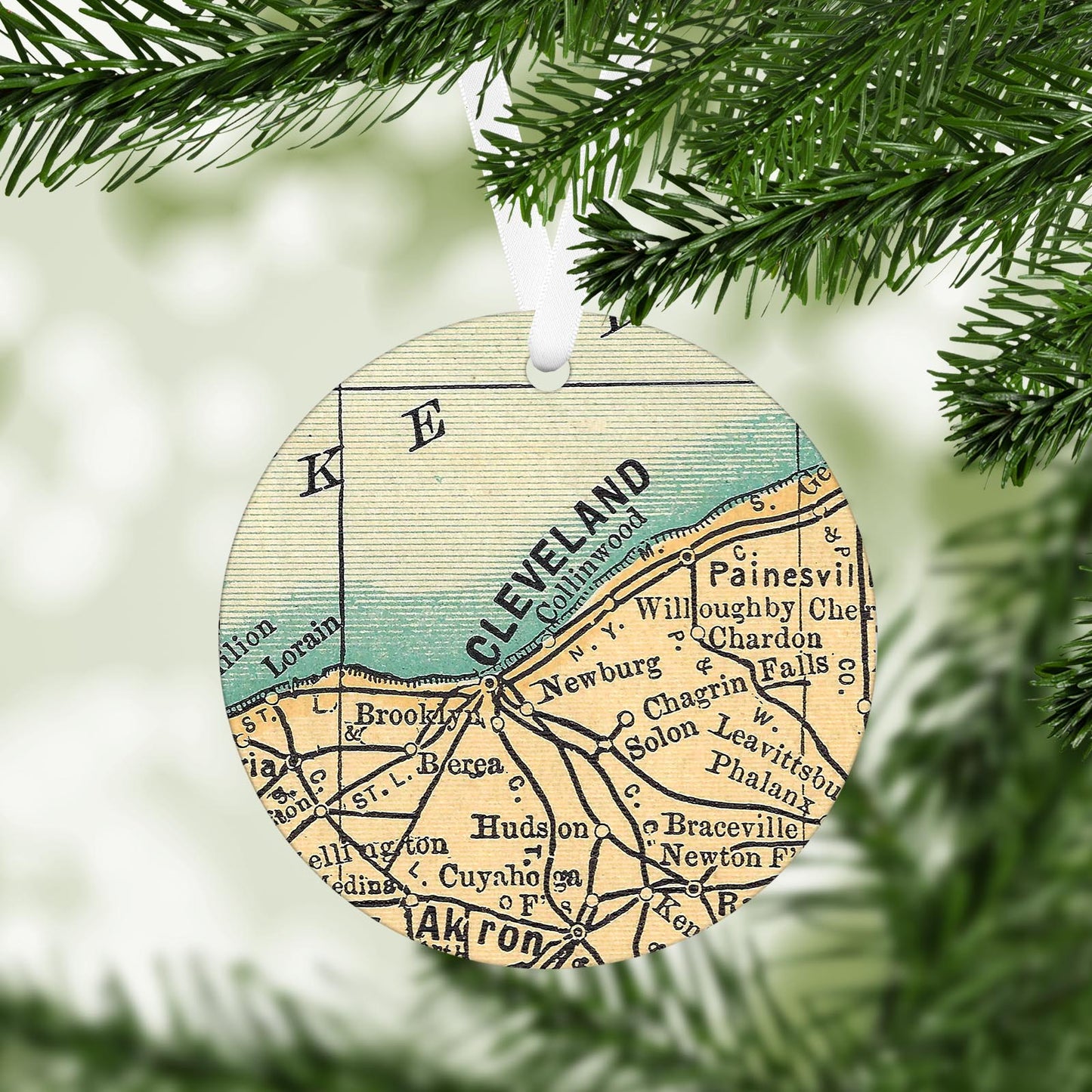 Cleveland Ohio Vintage Map Ornament