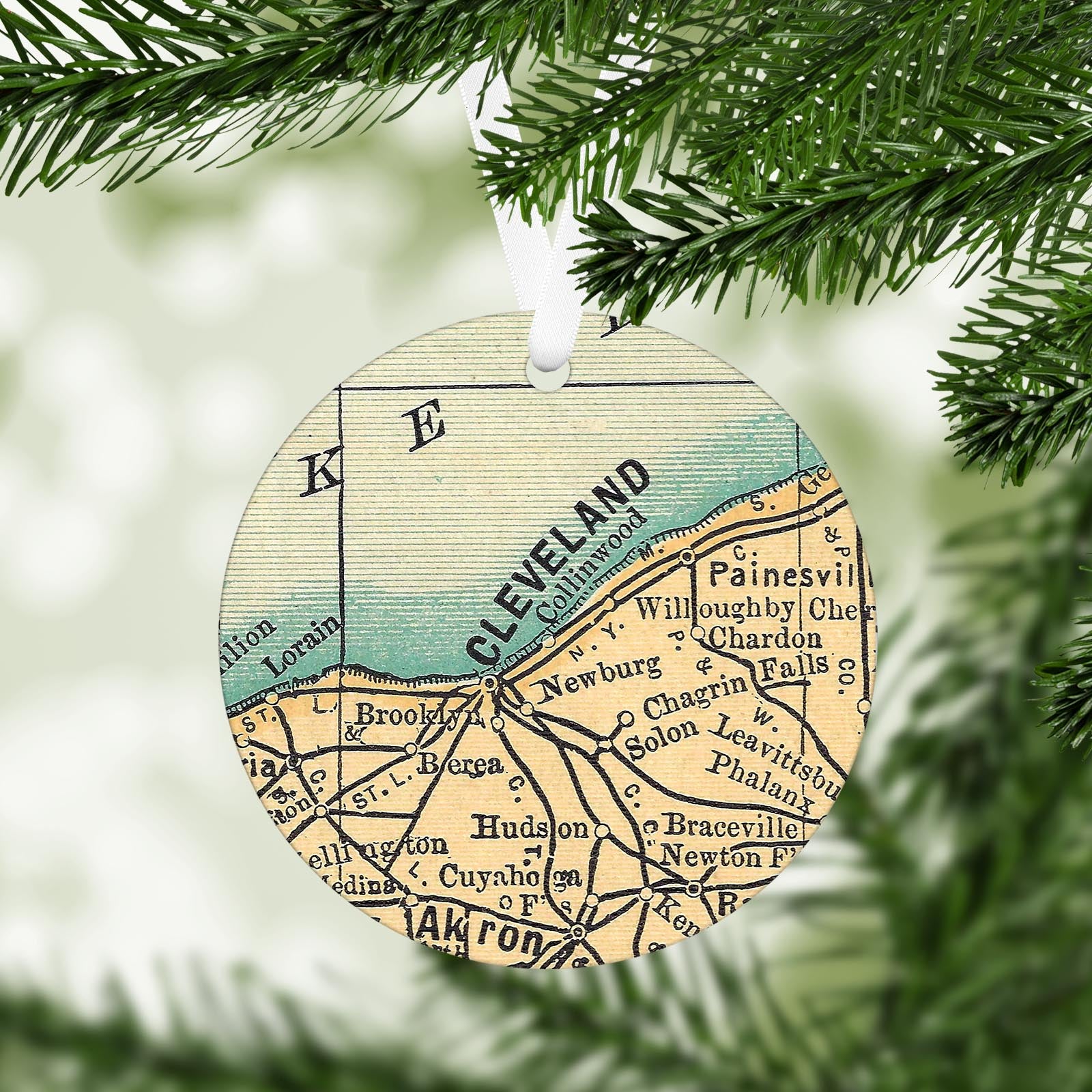 Cleveland Ohio Vintage Map Ornament